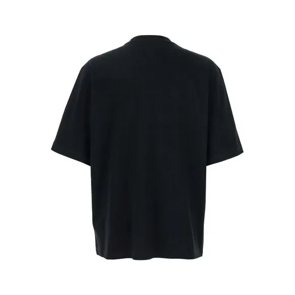 Dsquared2 Men Black Crewneck T-Shirt With Print On The Front In Cotton Man